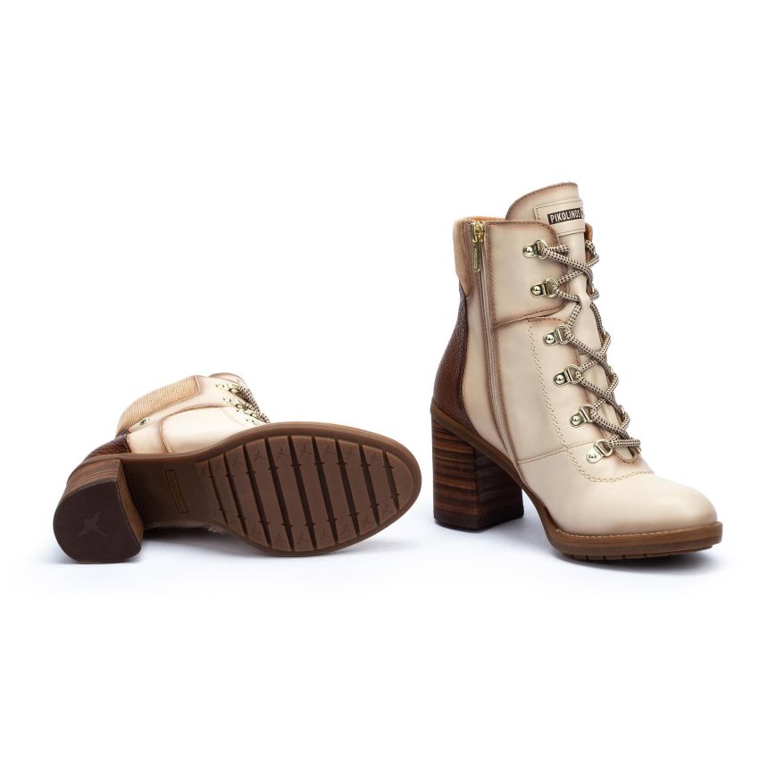 Women's Pikolinos POMPEYA Ankle Boots Cream / Brown | NZ K29571Q